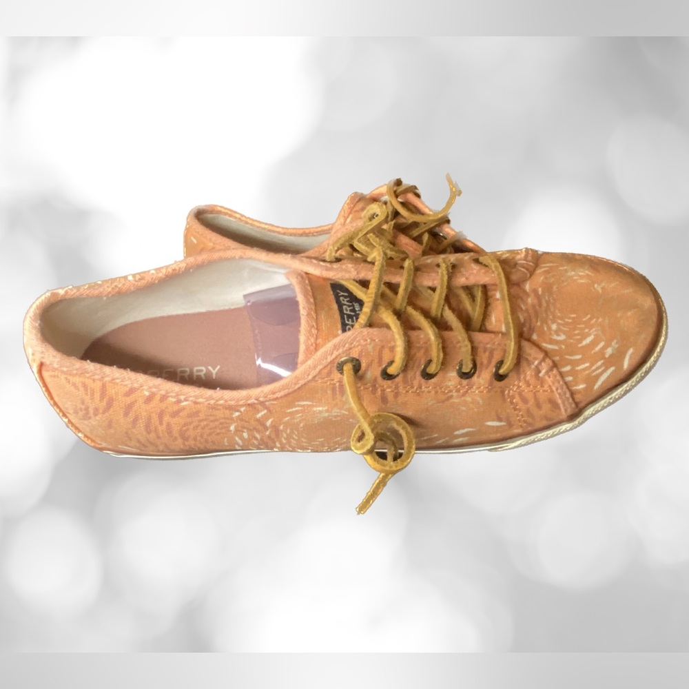 Sperry Top-Sider Coral Print Boat Shoes Canvas Sneakers Lace Up